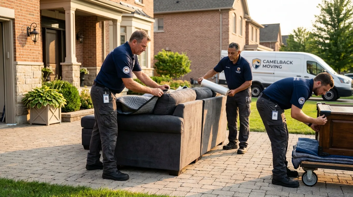 Large estate moving crew wrapping furniture in Lakeview, OH